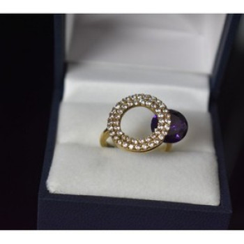925 Sterling Silver with Gilding Violet Alpanite & CZ Set