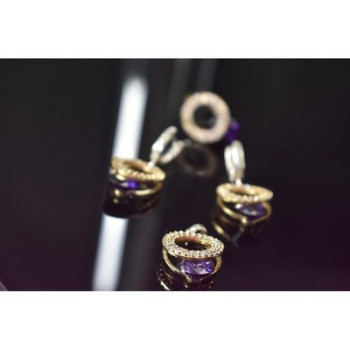 925 Sterling Silver with Gilding Violet Alpanite & CZ Set