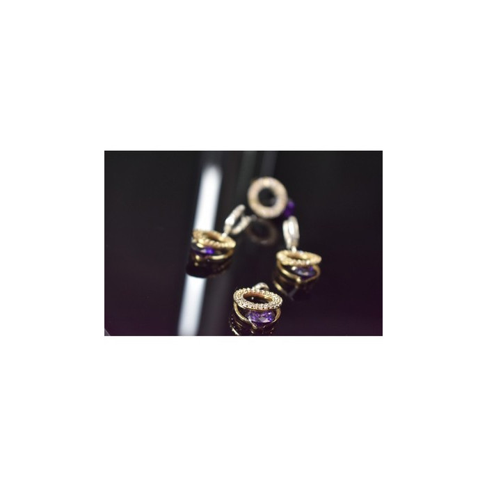 925 Sterling Silver with Gilding Violet Alpanite & CZ Set