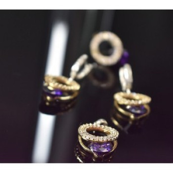 925 Sterling Silver with Gilding Violet Alpanite & CZ Set