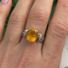 925 Sterling Silver Citrine & Marcasite Ring Size 8
