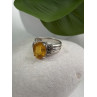 925 Sterling Silver Citrine & Marcasite Ring Size 8