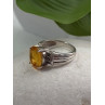 925 Sterling Silver Citrine & Marcasite Ring Size 8