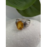 925 Sterling Silver Citrine & Marcasite Ring Size 8