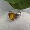 925 Sterling Silver Citrine & Marcasite Ring Size 8