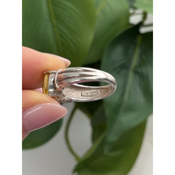 925 Sterling Silver Citrine & Marcasite Ring Size 8