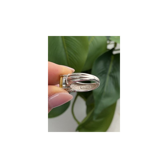 925 Sterling Silver Citrine & Marcasite Ring Size 8