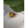 925 Sterling Silver Citrine & Marcasite Ring Size 8