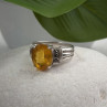 925 Sterling Silver Citrine & Marcasite Ring Size 8