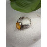 925 Sterling Silver Citrine & Marcasite Ring Size 8