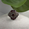 925 Sterling Silver Garnet & Marcasite Ring Size 6.5