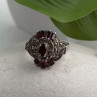 925 Sterling Silver Garnet & Marcasite Ring Size 6.5