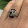 925 Sterling Silver Garnet & Marcasite Ring Size 6.5