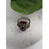 925 Sterling Silver Garnet & Marcasite Ring Size 6.5