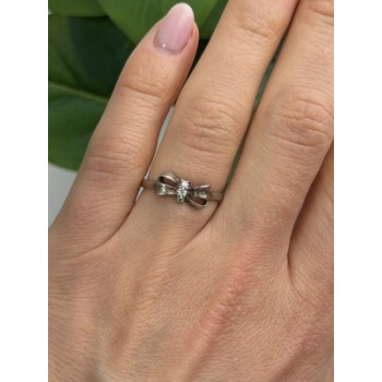925 Sterling Silver Bow Cz Ring Size 8