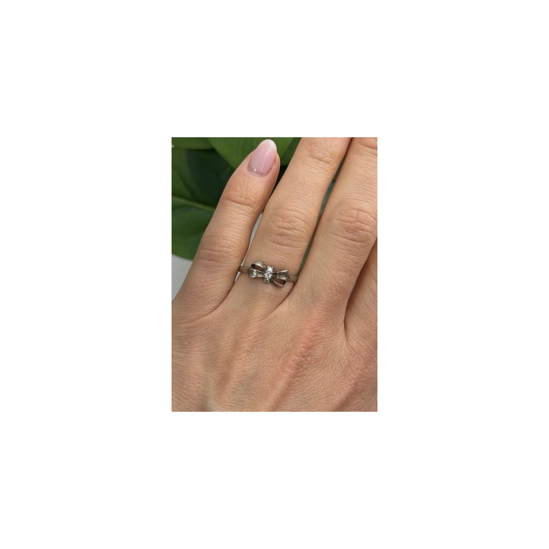 925 Sterling Silver Bow Cz Ring Size 8