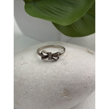 925 Sterling Silver Bow Cz Ring Size 8