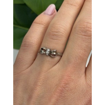 925 Sterling Silver Bow Cz Ring Size 8