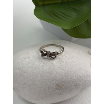 925 Sterling Silver Bow Cz Ring Size 8
