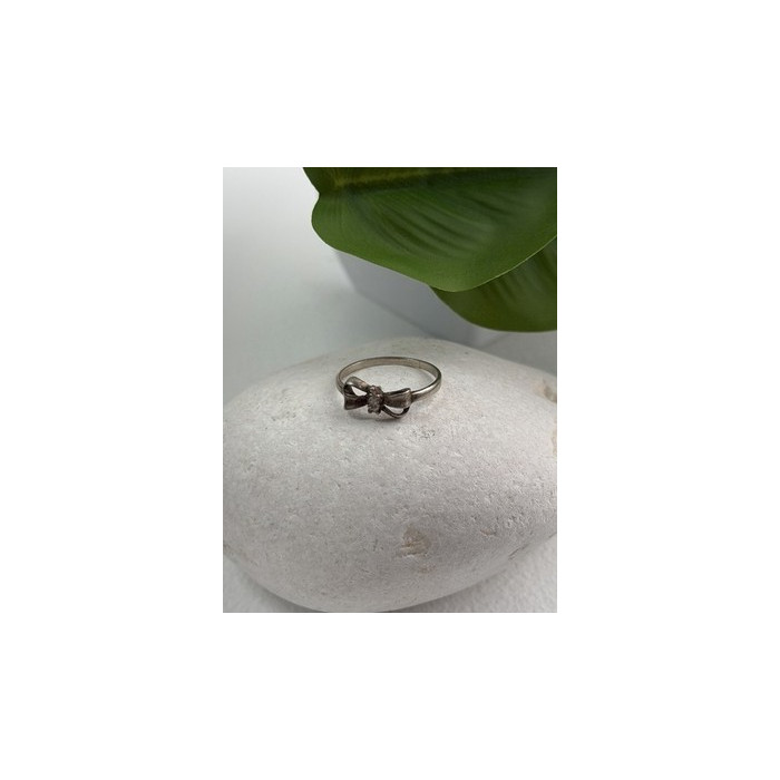 925 Sterling Silver Bow Cz Ring Size 8