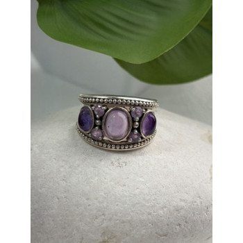 925 Sterling Silver Purple Tourmaline Ring Size 6