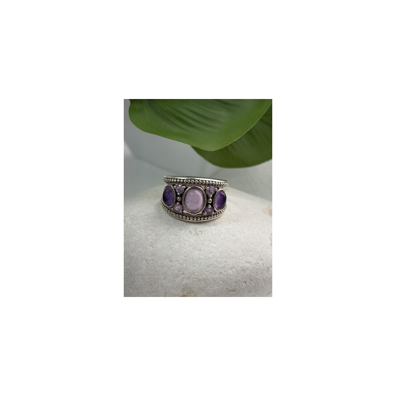 925 Sterling Silver Purple Tourmaline Ring Size 6