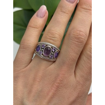 925 Sterling Silver Purple Tourmaline Ring Size 6