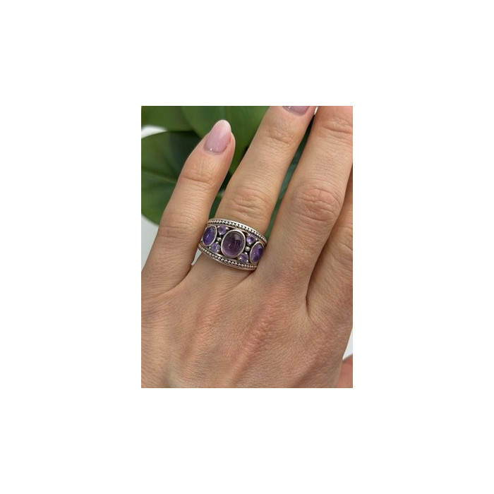 925 Sterling Silver Purple Tourmaline Ring Size 6