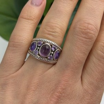 925 Sterling Silver Purple Tourmaline Ring Size 6