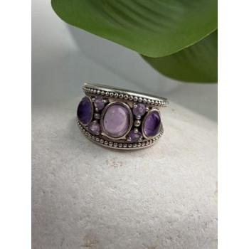 925 Sterling Silver Purple Tourmaline Ring Size 6