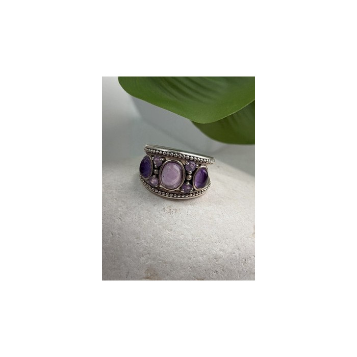 925 Sterling Silver Purple Tourmaline Ring Size 6