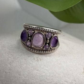925 Sterling Silver Purple Tourmaline Ring Size 6