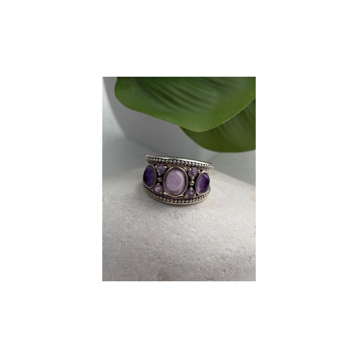 925 Sterling Silver Purple Tourmaline Ring Size 6