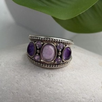 925 Sterling Silver Purple Tourmaline Ring Size 6