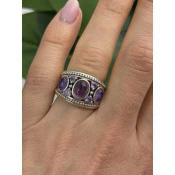 925 Sterling Silver Purple Tourmaline Ring Size 6