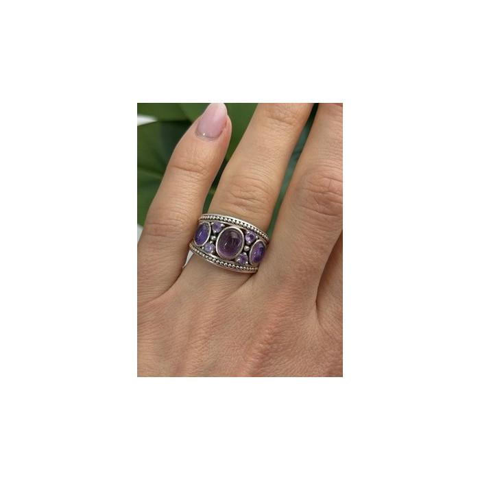 925 Sterling Silver Purple Tourmaline Ring Size 6