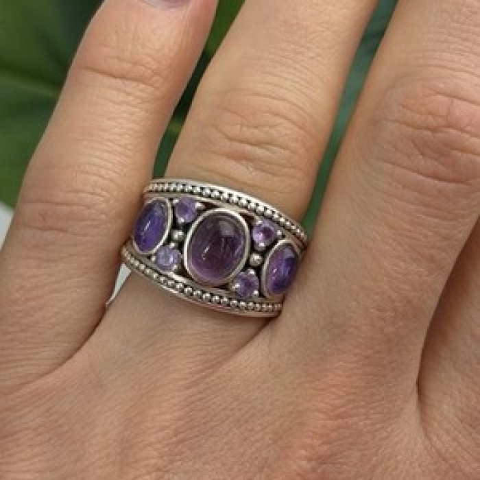 925 Sterling Silver Purple Tourmaline Ring Size 6