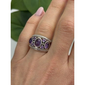 925 Sterling Silver Purple Tourmaline Ring Size 6
