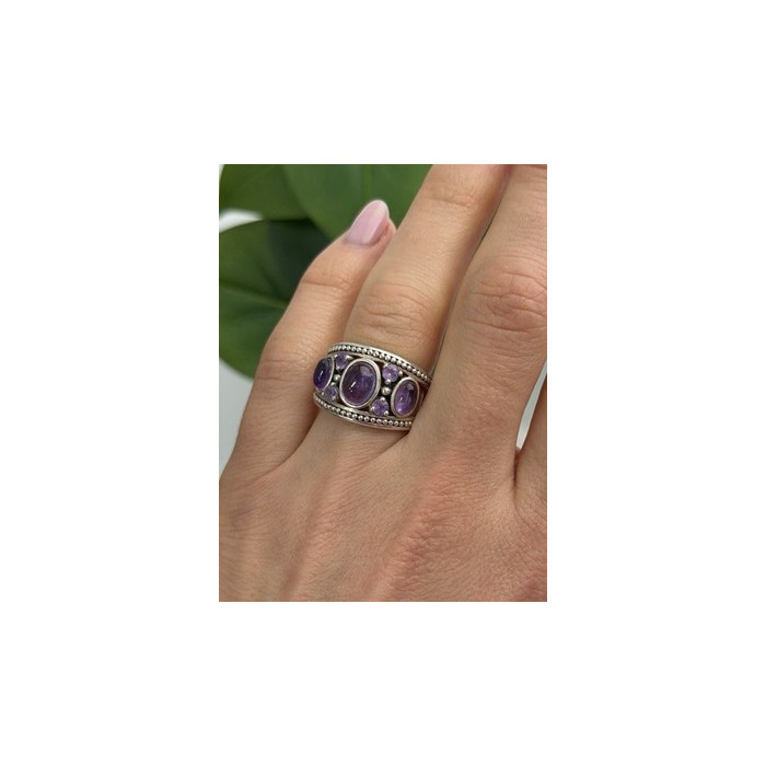 925 Sterling Silver Purple Tourmaline Ring Size 6