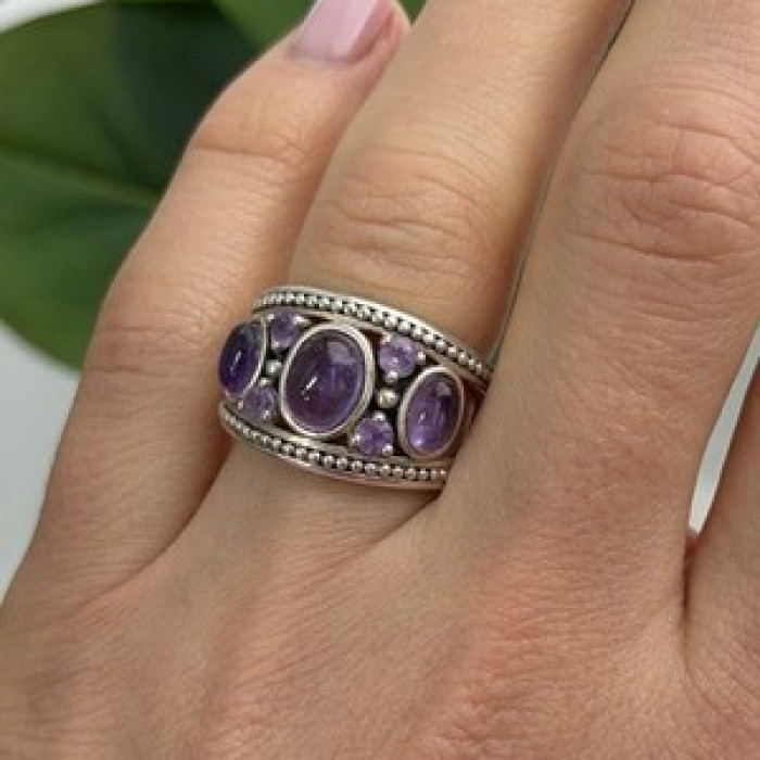 925 Sterling Silver Purple Tourmaline Ring Size 6