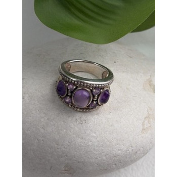 925 Sterling Silver Purple Tourmaline Ring Size 6