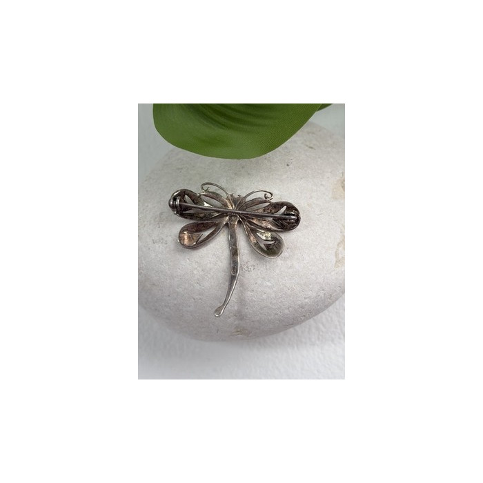 925 Sterling Silver Dragonfly Brooch Marcasite