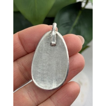 925 Sterling Silver Turquoise Pendant Length 1.8 in