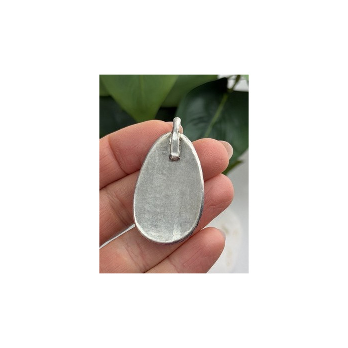 925 Sterling Silver Turquoise Pendant Length 1.8 in