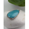 925 Sterling Silver Turquoise Pendant Length 1.8 in