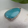 925 Sterling Silver Turquoise Pendant Length 1.8 in