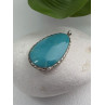 925 Sterling Silver Turquoise Pendant Length 1.8 in