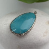 925 Sterling Silver Turquoise Pendant Length 1.8 in