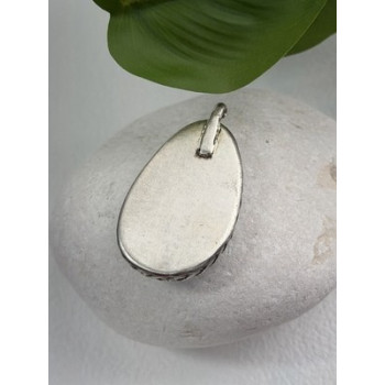 925 Sterling Silver Turquoise Pendant Length 1.8 in