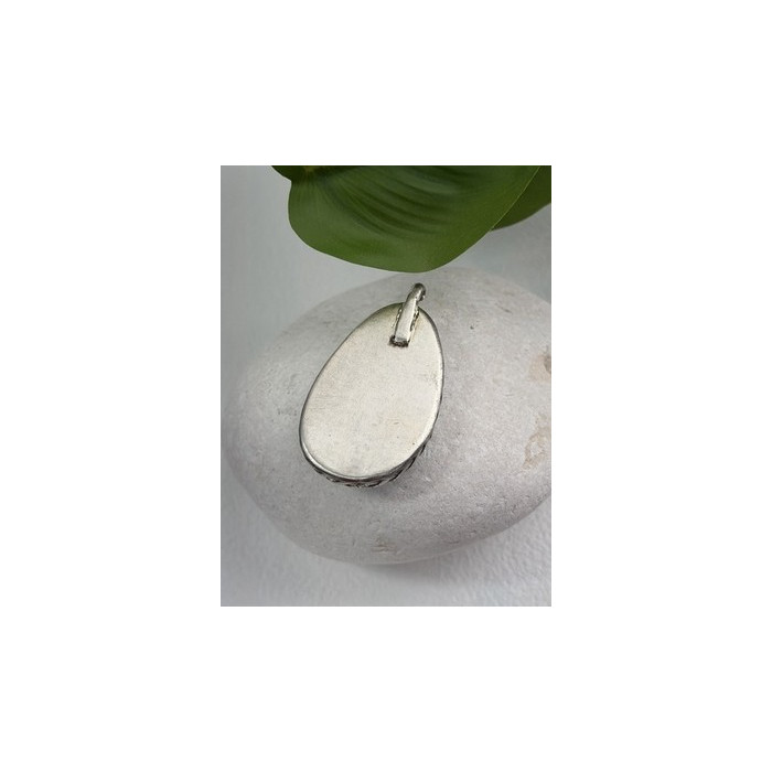 925 Sterling Silver Turquoise Pendant Length 1.8 in